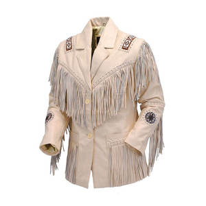 High Quality Original Cow <b>Suede</b> Western Style Men's Fringed Beaded Cheap Cowboy Leather <b>Jacket</b> - Product Image 3