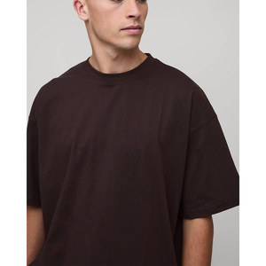 Custom Dark Brown Oversized T Shirt Streetwear Tee Heavyweight Cotton Oversized Brown T Shirt Wholesale Minimalist Custom Logo - Product Image 3