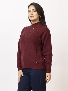 เสื้อสเวตเตอร์คอสูงถักสำหรับผู้หญิง แขนยาว สีพื้น แต่งกระดุม สวมใส่สบายๆ สำหรับฤดูหนาว สไตล์ทันสมัย - Product Image 4