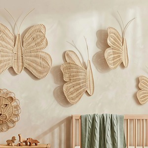 Décoration murale en rotin en forme de papillon, faite à la main, pour la décoration de la maison, du salon, de la chambre, de la chambre d'enfant et pour les décorations de fête. - Product Image 6