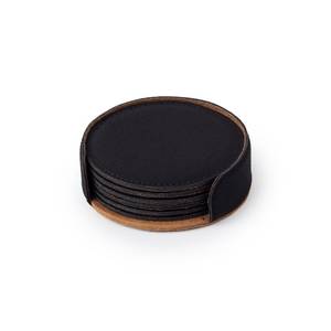 Genuine Leather Coaster Set for Promotional Gift Custom Logo Branded Round Drink Mat Bulk Wholesale Price GLC-0079 - Product Image 2