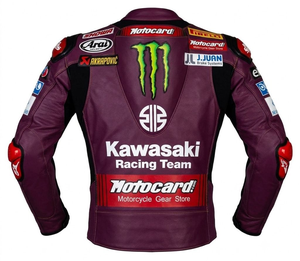Jonathan Rea WSBK <b>Racing</b> <b>Jacket</b> Rawasaki Custom Motorsport Vintage Style Cowhide Kangaroo Leather <b>Jacket</b>/Chaqueta - Product Image 2
