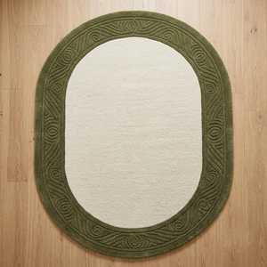 Handmade 100% Wool Scandinavian Floral <b>Thick</b> <b>Pile</b> Non-Slip Eco-Friendly PET Friendly Oval Area <b>Rug</b> Hand Tufted Modern Designer - Product Image 6