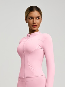 Women's Full Zip Front Logo Breathable Quick Dry Athletic Gym <b>Jacket</b> with Seamless Knit for Outdoor Running Fitness <b>Yoga</b> Workout - Product Image 5