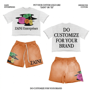 Conjunto de Camiseta y Pantalones Cortos Casuales de Verano para Hombre ZAINI ZI-299, 100% Poliéster, 280 GSM, Transpirable, con Bordado a Mano en Relieve y Logotipo Personalizado en la Parte Delantera - Product Image 1