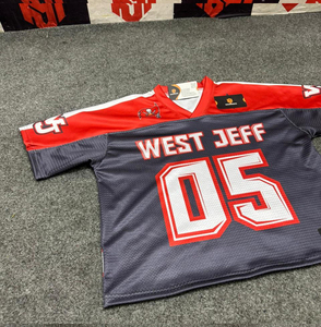 Full Customized Embroidered Mesh American Football Jerseys V Neck Boxy Plus Size Short Sleeve Oversized Mesh Custom Design Shirt - Product Image 5