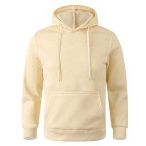 Sweat-shirt à capuche blanc pour homme, 100% coton, coupe classique, couleur unie, tricoté, avec poche avant, pour l'automne - Product Image 4