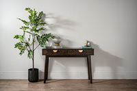 Table console moderne du milieu du siècle en MDF, 2 tiroirs, pieds au design incurvé, durable, montage facile pour salon, salle à manger, villa, entrée