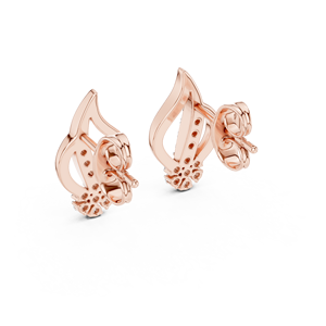Juego de pendientes minimalistas con diamantes cultivados en laboratorio en oro rosa macizo de 18 quilates, para compromiso, boda, fiesta, regalo de San Valentín, uso diario para mujeres. - Product Image 3