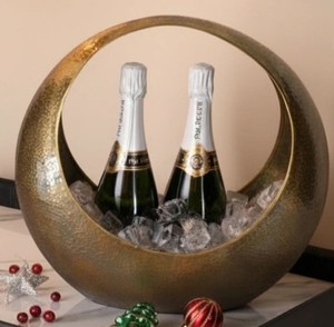 Elegante Enfriador de Vino Redondo de Metal con Diseño Aislado para Enfriar Champán y Bebidas, Ideal para Fiestas - Product Image 1