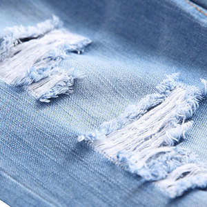 Jean slim déchiré pour homme, délavé bleu, style décontracté et tendance, tenue urbaine moderne pour tous les jours - Product Image 5