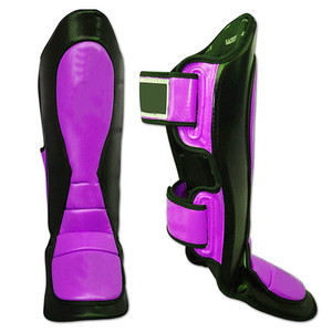 Protège-tibias de boxe en cuir personnalisés pour adultes, avec logo, antidérapants, légers, fermeture auto-agrippante, marque privée, vente en gros - Product Image 5