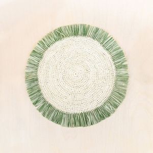Elegante Juego de Manteles Individuales de Paja Tejidos a Mano con Borde Verde Salvia, Decoración de Mesa para Fiestas Tropicales en la Playa, Ideal para Regalo - Product Image 1