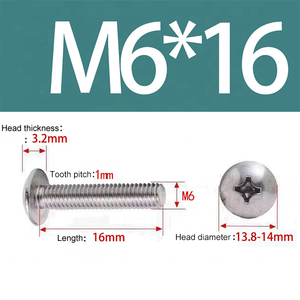 Tornillos de Cabeza de Hongo en Oferta del Fabricante, Tornillos de <span class=keywords><strong>M</strong></span>áquina de Cabeza Plana Grande, Galvanizados, de Acero Inoxidable SS304, con Cabeza Phillips - Product Image 6