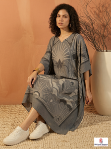 Robe Kaftan Imprimée en Rayonne pour Femme, Longueur Genou, Coupe Évasée, Tenue de Plage, Vente en Gros, Fabricant OEM ODM, Fournisseur de Tissus Textiles Personnalisés - Product Image 4