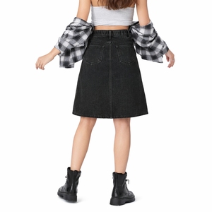 Jupe courte décontractée pour femme en jean respirant, boutonnée sur le devant, taille haute, style vintage, confortable à porter, 2 pièces - Product Image 2