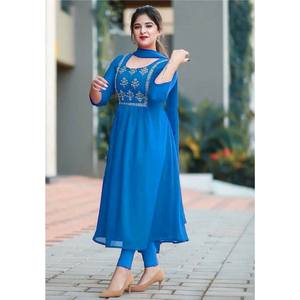 DESIGNER GEORGETTE EMBROIDERY WORK <b>TOP</b> WITH DUPATTA <b>SKY</b> <b>BLUE</b> - Product Image 1