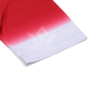 Maillot de football pour homme, dégradé rouge et blanc, manches courtes, polyester respirant, coupe classique, adulte, toutes saisons - Product Image 4