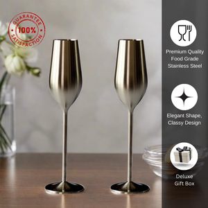 Direct Factory Sale Unbreakable Metal <b>Goblet</b> Copper Gold Plated 250ml Stainless Steel Champagne Flute <b>Goblet</b> Glass - Product Image 2