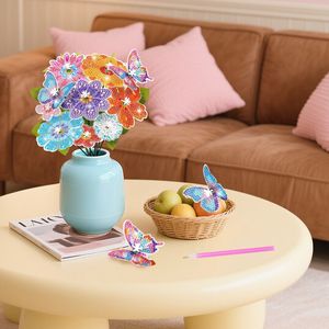 Kit fai da te per bouquet di fiori con strass multicolori e farfalle decorative per progetti creativi per bambini dai 7 ai 12 anni - Product Image 6