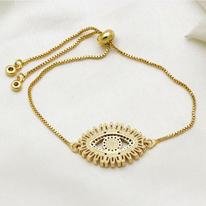 925 Sterling Silver <b>Gold</b> Plated Devil's Eye <b>Adjustable</b> Slide Rope <b>Bracelet</b> Fine Jewelry for Women Gift Everyday Wear - Product Image 4