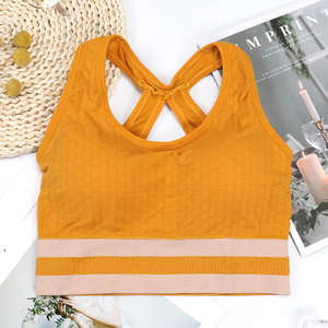 Soutien-gorge de sport pour femme, haute qualité, séchage rapide, fitness, à rayures, bretelles croisées |   Haut de sport respirant - Product Image 1