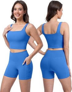 Ensemble 2 pièces de leggings de yoga Bnice tendance pour femme, en dentelle unie, taille haute, respirant, en Spandex/Nylon, effet push-up, pour le fitness - Product Image 1