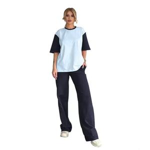 Conjunto de Verano de 2 Piezas para Mujer 2026, con Logotipo Personalizado OEM, Ecológico, 100% Algodón, Top de Manga Tres Cuartos y Pantalones Cortos, Estilo Casual Deportivo - Product Image 2