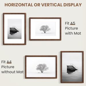 Picture <b>Frame</b> Solid Oak Wood Photo <b>Frame</b> with Tempered Real Glass Includes White Mount for Photo Rounded Corner Design For <b>Wall</b> - Product Image 4