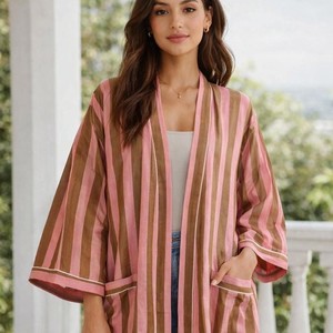 Bata de baño tipo kimono de algodón para mujer, bata de satén de lujo con estampado floral, bata de baño ligera de verano, bata de kimono para fiesta nupcial - Product Image 2