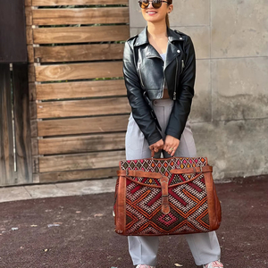 Premium Genuine Leather Fringe Handbag for Women – Vintage Boho Style Shoulder <b>Bag</b> with Tassels & <b>Studded</b> Detail - Product Image 1