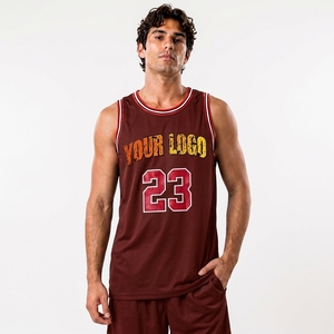 Men s Maroon Basketball Jersey Tank Top With Name Number And Custom Logo Front Print Breathable Polyester <b>Athletic</b> Fit - Product Image 1