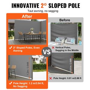 Paravent d'extérieur rétractable 79FT X 236FT, imperméable, en polyester 180g, protection UV 30+, avec auvent latéral en toile PC - Product Image 3