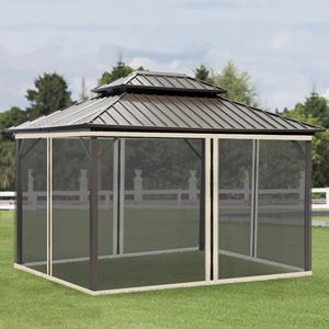 <b>Replacement</b> Cream Mesh Sidewall Netting with <b>Zippers</b> for 10FT X 12FT Gazebos & Canopy Tents Sidewall Only - Product Image 2