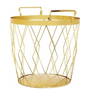 Panier de rangement moderne en fil de cuivre, forme ronde, en métal, pour l'organisation domestique de la cuisine, du salon et des jouets, à vendre - Product Image 3