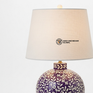 Lanterne de table artisanale en os incrusté avec motif floral, lampe de chevet de luxe en mosaïque, art indien traditionnel, décoration de bureau - Product Image 3