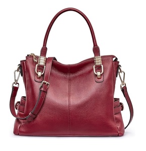 Elegante Bolso Tote Grande de Cuero Genuino Rojo para Dama, Bolso de Diseñador de Calidad con Logotipo, Disponible en Dos Tamaños, Precios al por Mayor - Product Image 1