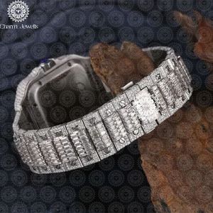 Montre mécanique de luxe pour homme Charm Jewells en acier inoxydable, boîtier carré 40 mm, cadran analogique, bracelet en verre cristal 20 cm, étanche 10 bars - Product Image 2