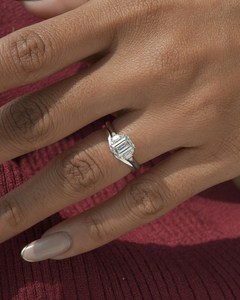 Modern Dual Band 2CT Emerald Cut Moissanite Cluster <b>Ring</b> <b>Set</b> Original 925 <b>Silver</b> Fine Romantic Style Gift For Girlfriends - Product Image 4
