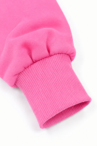 Ensemble de survêtement rose à capuche pour femme, coupe ample, avec empiècements latéraux en maille, style streetwear, joggers, couleur unie, polyester, OEM - Product Image 6