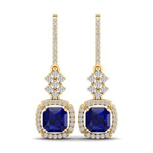 REYES Pendientes Colgantes de Lujo de Oro Sólido de 14K con Zafiro Azul y Moissanita para Mujer, Joyería de Regalo de Compromiso Exclusiva - Product Image 2