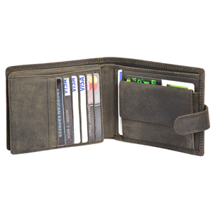 Genuine Leather <b>Trifold</b> <b>Wallet</b> For Men Slim Card Organizer Multiple Slots Coin Pocket Button Closure Compact Cash Holder ID Wind - Product Image 2