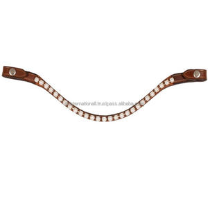 Bande de sourcils de cheval équestre en cuir léger de qualité supérieure avec cristaux personnalisés perles strass bande de sourcils en cuir - Product Image 2