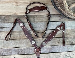 ชุดบังเหียนและสายรัดอกม้าแบบตะวันตกทำจากหนัง  บังเหียนแบบมีลวดลาย  สายรัดอกม้า  ชุดบังเหียนแบบตะวันตก  Chalinari Alogou - Product Image 6