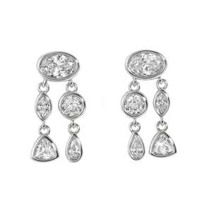 Pendientes Colgantes de Oro Sólido de 18K Estilo Africano con Diamantes Engastados en Bisel de Múltiples Formas, Set de Pendientes para Novia, Pendientes de Boda - Product Image 1