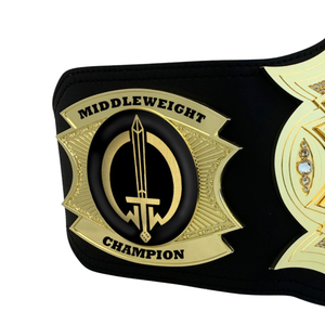 Cinturón de Campeonato de Peso Medio de Londres con Diseño de Espada y Detalles en Oro, Cinturón de Título de Cuero Personalizable de Primera Calidad - Product Image 3