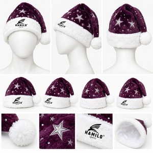 Chapeau de Noël HAMILO en fausse fourrure rose avec broderie étoile à paillettes et pompon pour femme - Product Image 2