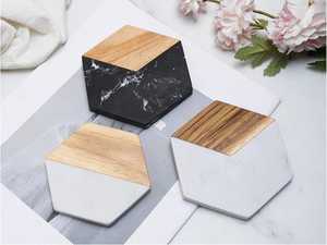 Decorative Wood Marble <b>Drink</b> <b>Coaster</b> Set Premium Handmade Stone <b>Coasters</b> for Restaurant Cafe And Hotel Use - Product Image 3