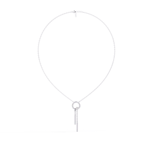 Collier élégant en diamant à motif géométrique circulaire avec pampille, fabriqué en PT950, collection de bijoux de luxe en platine et diamant - Product Image 2