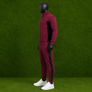 Ensemble de survêtement homme personnalisé avec logo, col montant zippé, coupe ajustée, tenue de sport athlétique 2 pièces (sweat-shirt et pantalon de jogging) - Product Image 4